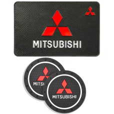 Набір антиковзних килимків для торпеди та підсклянника Mitsubishi 3 шт 