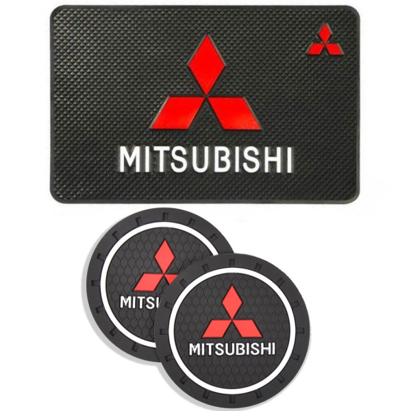 Набор Антискользящих ковриков для торпеды и подстаканника Mitsubishi 3 шт