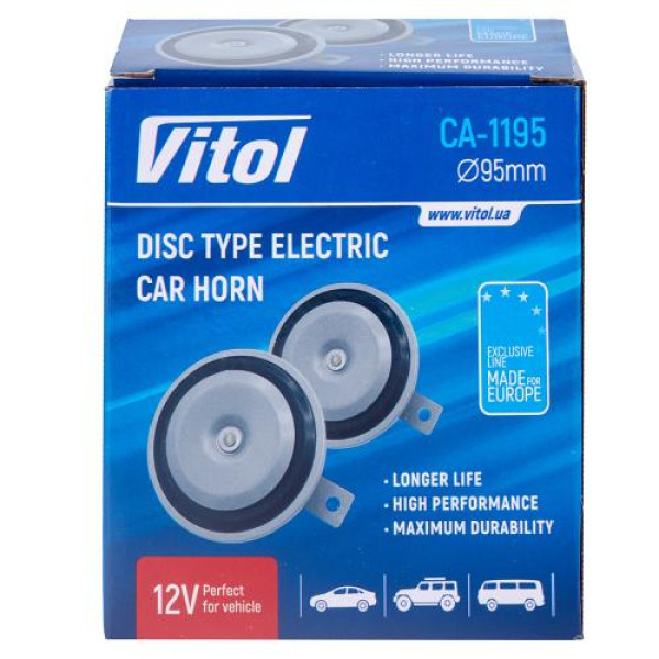 Сигнал электромагнитный дисковый Vitol 12V D=95 мм (CA-1195)