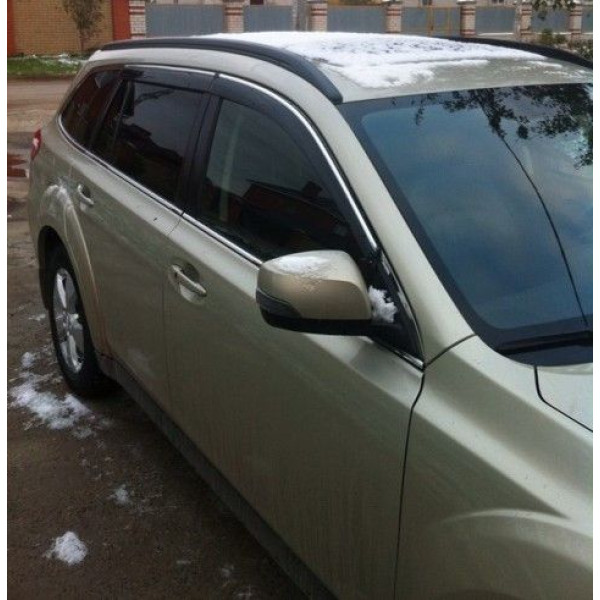 Дефлекторы окон ветровики Subaru Outback 2009-2015 С Хром молдингом