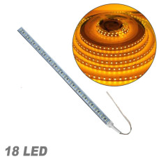 Лента диодная алюминий 12V - 25 см - 2А 18LED - в силиконе эффект сплошной ленты Желтый свет (4014)