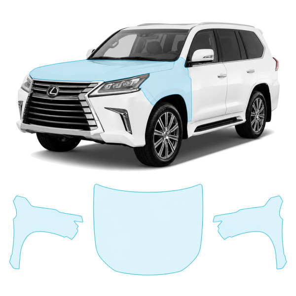 Антигравийная защитная бронепленка по лекалам для Lexus LX J200 facelift 2 2016-2021 - капот и передние крылья