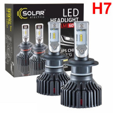LED лампи автомобільні Solar H7 12/24V 8000Lm 60W 6000K IP67 радіатор та кулер 2 шт (8307)