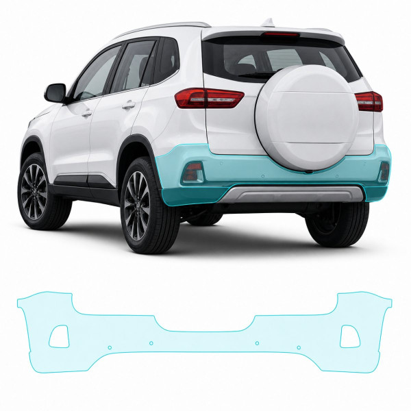 Антигравійна захисна бронеплівка за лекалами для Chery Tiggo 3 II facelift 2020- задній бампер