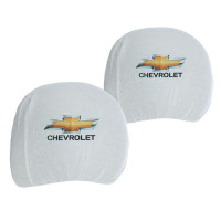 Чехлы для подголовников Универсальные Chevrolet Белые Цветной логотип 2 шт