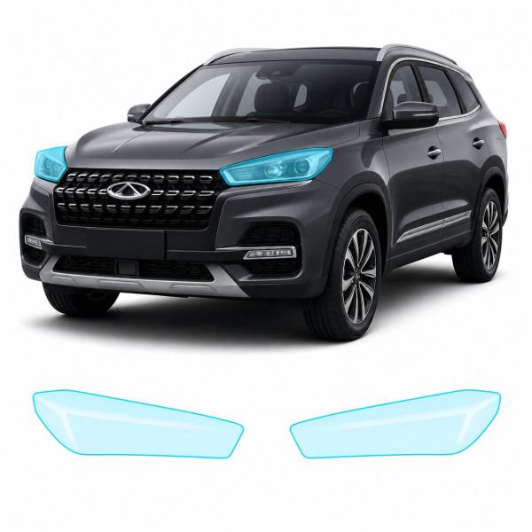 Антигравійна захисна бронеплівка за лекалами для Chery Tiggo 8 I 2018-2020 - оптика (фари та ПТФ)