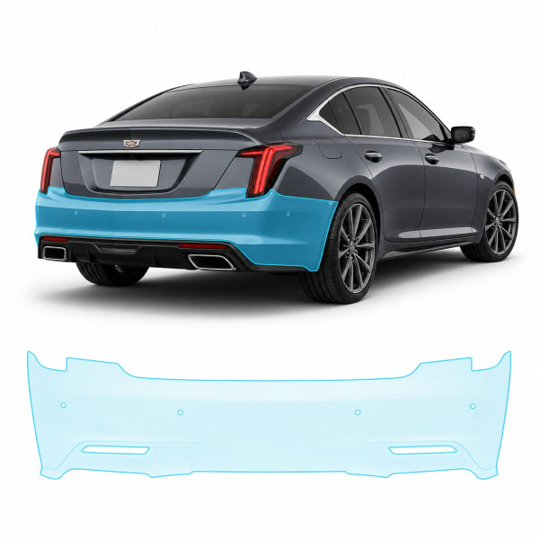 Антигравийная защитная бронепленка по лекалам для Cadillac CT5 I 2019-2024 - задний бампер