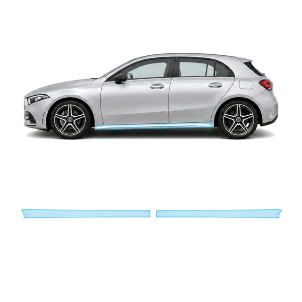 Антигравійна захисна бронеплівка за лекалами для Mercedes-Benz A-Class W177 2018-2022 - нижня зона кузова пороги
