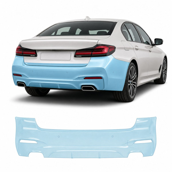 Антигравийная защитная бронепленка по лекалам для BMW 5 Series G30 facelift 2020-2023 - задний бампер