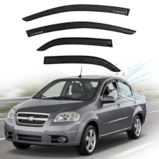 Дефлектори вікон вітровики Chevrolet Aveo T250 2006-2012 Седан Скотч 3M Voron Glass