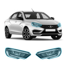 Антигравийная защитная бронепленка по лекалам для LADA Vesta NG facelift 2022- оптика (фары и ПТФ)