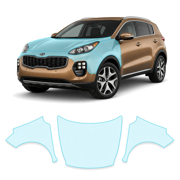 Антигравийная защитная бронепленка по лекалам для Kia Sportage QL 2016-2017 - капот и передние крылья