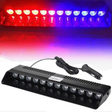 Страбоскоп Светодиодный 12V DRL 330x100 мм 12LED (B-R) прикуривание выключатель на присосках (KING S12)