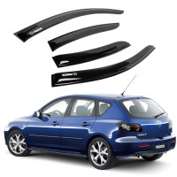 Дефлекторы окон ветровики Mazda 3 2003-2009 Хечбек Скотч 3M Voron Glass