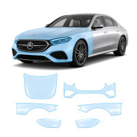 Антигравийная защитная бронепленка по лекалам для Mercedes-Benz E-Class W214 2023- передняя часть авто (капот бампер фары крылья)