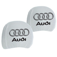 Чехлы для подголовников Универсальные Белые логотип Audi 2 шт