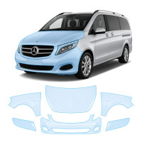Антигравийная защитная бронепленка по лекалам для Mercedes-Benz Vito/V-Class W447 2014-2019 - передняя часть авто (капот бампер фары крылья)