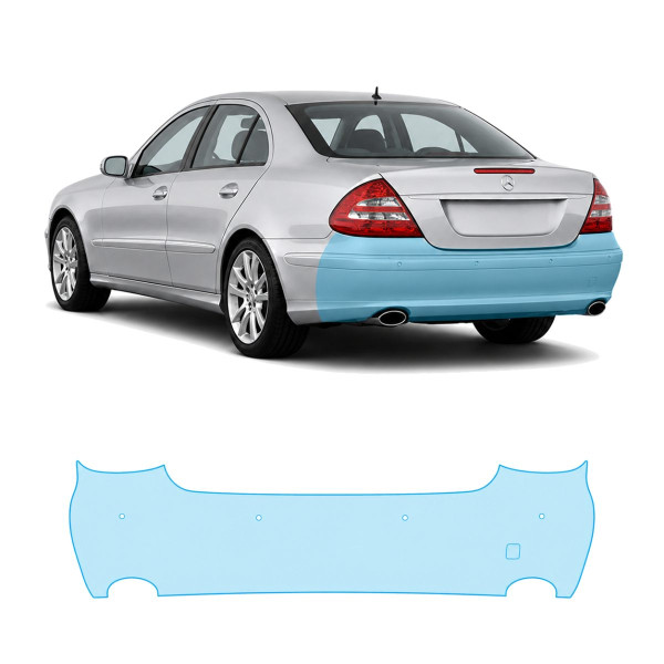 Антигравийная защитная бронепленка по лекалам для Mercedes-Benz E-Class W211 facelift 2006-2009 - задний бампер