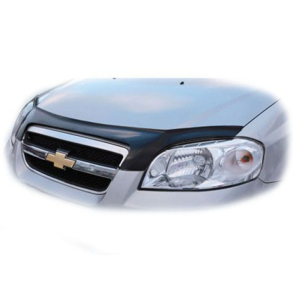 Дефлектор капота мухобойка Chevrolet Aveo T250 2006-2011 Седан Voron Glass
