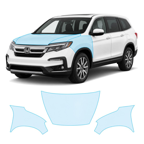 Антигравійна захисна бронеплівка за лекалами для Honda Pilot III facelift 2019-2022 - капот і передні крила