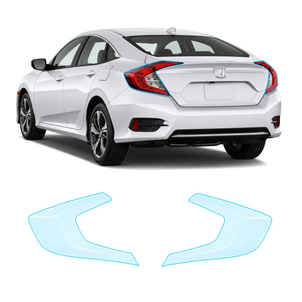 Антигравийная защитная бронепленка по лекалам для Honda Civic X facelift 2019-2021 - задние фонари стопы