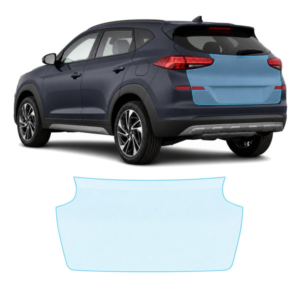 Антигравийная защитная бронепленка по лекалам для Hyundai Tucson TL facelift 2019-2020 - зона крышки багажника