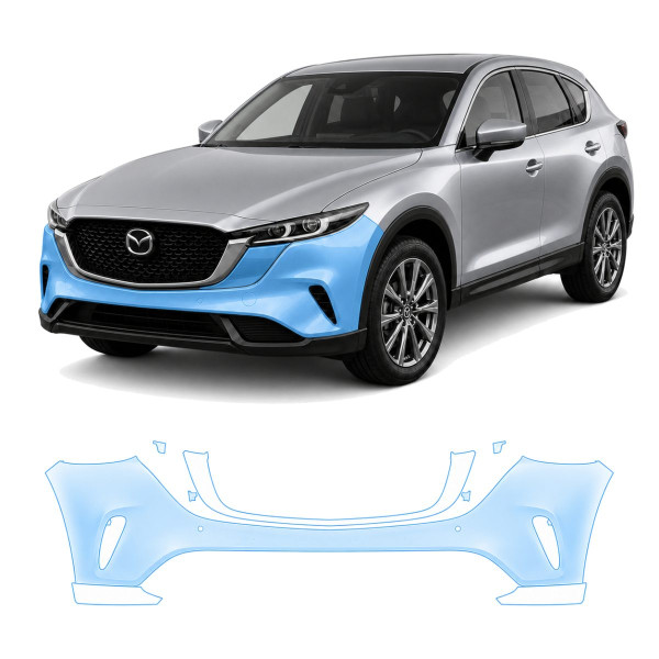 Антигравийная защитная бронепленка по лекалам для Mazda CX-9 TC facelift 2020-2023 - передний бампер