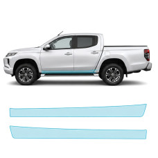 Антигравийная защитная бронепленка по лекалам для Mitsubishi L200 V facelift 2019-2024 - нижняя зона кузова пороги