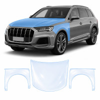 Антигравийная защитная бронепленка по лекалам для Audi Q7 4M facelift 2020-2024 - капот и передние крылья