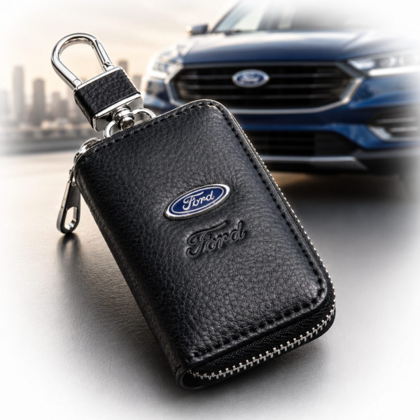 Ключница автомобильная для ключей с логотипом Ford (Тисненая кожа)