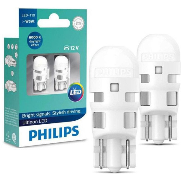 Світлодіод 12V Т10 Білий Ultinon Philips 11961ULWX2 6000K+50Lm 2шт