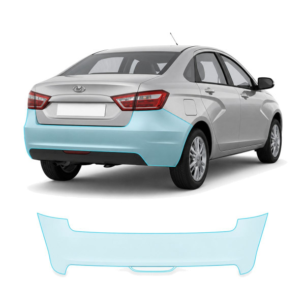Антигравийная защитная бронепленка по лекалам для LADA Vesta I 2015-2022 - задний бампер