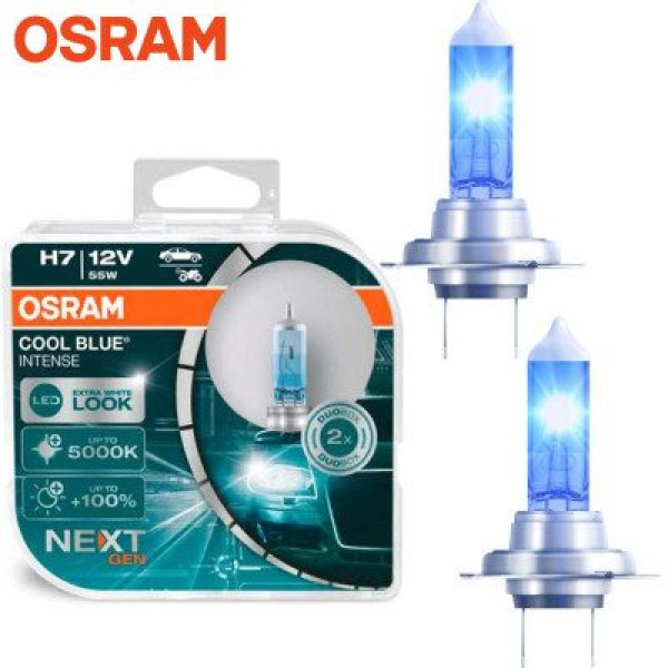 Галогеновые лампы Osram H7 12V 55W +100% Cool Blue Intense Next Gen (64210CBN-HCB BOX)