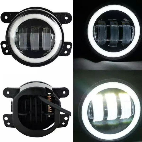 Протитуманні LED Фари круглі / Лінза з ДХО та поворотом / D87мм / 10-30V / 15W / 7000K / 2 шт