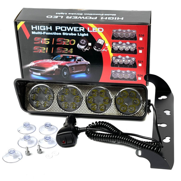Страбоскоп Светодиодный 12-24V LED 24 шт DRL 280x140x70 мм Красно-Синий (KING S24)