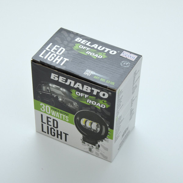 Додаткова LED фара BELAUTO 30W (10W*3) 10-30V Ø 116x60 mm / 2700Lm Далека 1 шт (BOL0310L Spot)