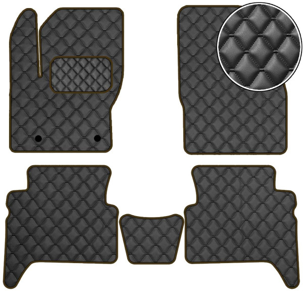 Килимки в салон для Ford C-Max 2003-2010 Екошкіра Коричневі 5 шт (Rombus)