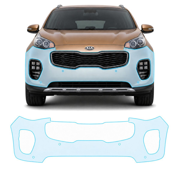 Антигравийная защитная бронепленка по лекалам для Kia Sportage QL 2016-2017 - передний бампер