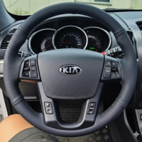 Чехол Оплетка Руля для Kia Sorento 2009-2014 Кожа (Модельная Выкройка) №31