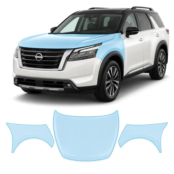Антигравийная защитная бронепленка по лекалам для Nissan Pathfinder R53 2022- капот и передние крылья