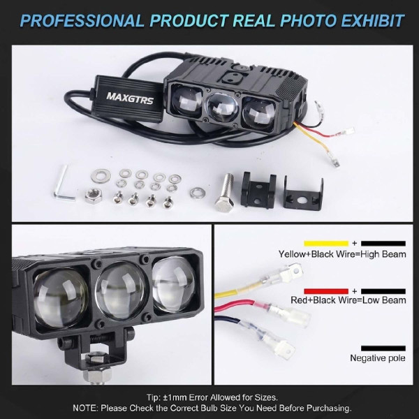 LED Фара Светодиодные три линзы 85W 8500Lm 6500K / 3200K DC9-30V IP66 (E06L) 1шт
