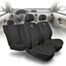 Чохли для сидінь модельні Renault Kangoo II 2007-2021 Жаккард Чорно-сірі (Роздільна спинка 5 підголосника)