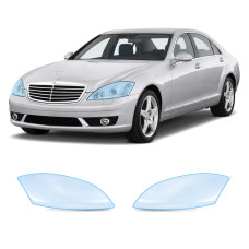 Антигравийная защитная бронепленка по лекалам для Mercedes-Benz S-Class W221 2005-2009 - оптика (фары и ПТФ)