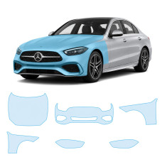 Антигравійна захисна бронеплівка за лекалами для Mercedes-Benz C-Class W206 2021- передня частина авто (капот бампер крила))