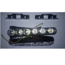 Денні ходові вогні ДХО 160x20x35 мм / 0.5W*6SMD / Лінза з поворотом кристал / Білі 2 шт