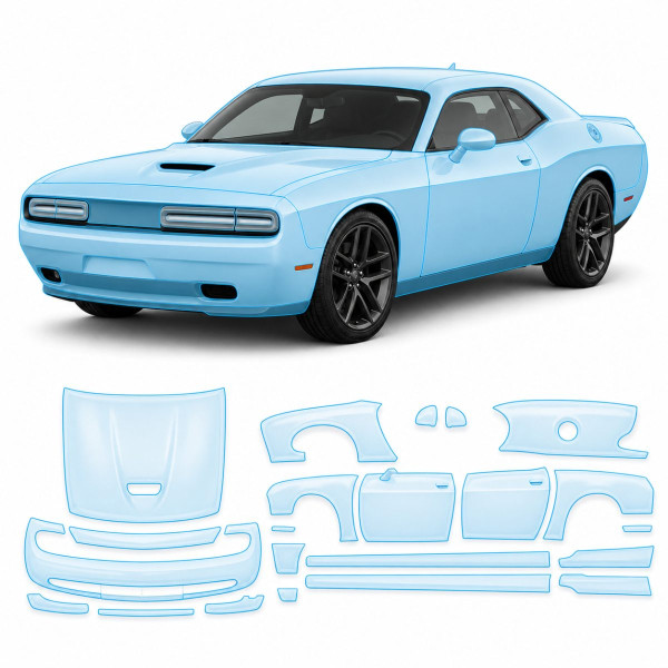 Антигравійна захисна бронеплівка за лекалами для Dodge Challenger LC facelift 2015-2023 - повний кузов