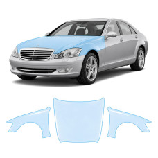 Антигравийная защитная бронепленка по лекалам для Mercedes-Benz S-Class W221 2005-2009 - капот и передние крылья