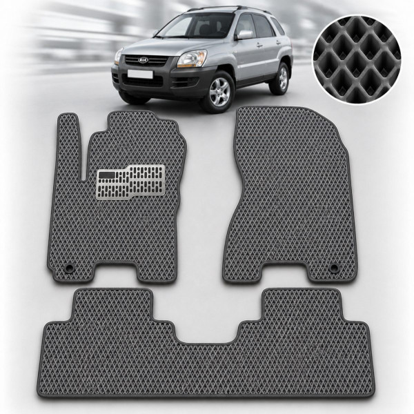 Коврики в салон EVA для Kia Sportage II МКП 2004-2010 с подпятником Серые 5 шт