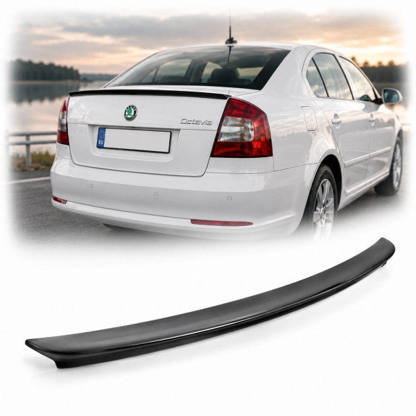 Спойлер пір'янка на кришку багажника для Skoda Octavia A5 2004-2013 Чорний глянець Voron Glass