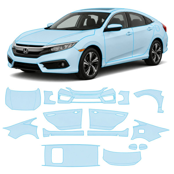 Антигравійна захисна бронеплівка за лекалами для Honda Civic X 2015-2018 - повний кузов